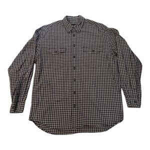 Eddie Bauer Black Red Plaid Cotton Long Sleeve Button Down Collar Shirt Men's LT